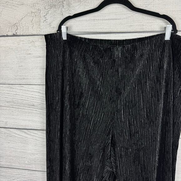 Dennis By Dennis Basso Plus Size Black Textured Velvet Wide Leg Pants Size 2X - Picture 3 of 8